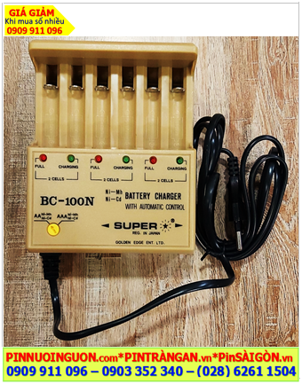 Super BC-100N Máy sạc 6 Pin AA, AAA (Sạc Nhanh với 6 rảnh sạc 2-4-6 viên AA-AAA /lần dòng NiMh-NiCd)